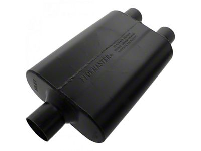 Flowmaster Super 44 Series; Center/Dual Out Oval Muffler; 2.50-Inch Inlet/2.25-Inch Outlet (Universal; Some Adaptation May Be Required)