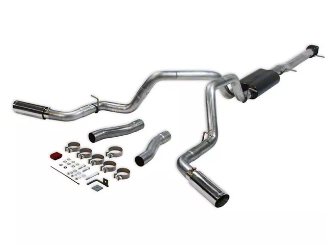 Flowmaster American Thunder Dual Exhaust System with Polished Tips; Side/Rear Exit (20-24 6.6L Gas Silverado 2500 HD)