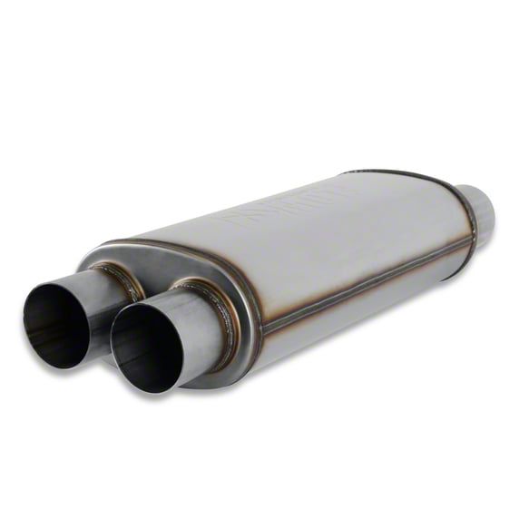 SpeedFX 3" Single Inlet To Dual 2.5" Outlet Performance Muffler – Stainless Steel, Black
