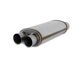 SpeedFX 3" Single Inlet To Dual 2.5" Outlet Performance Muffler – Stainless Steel, Black