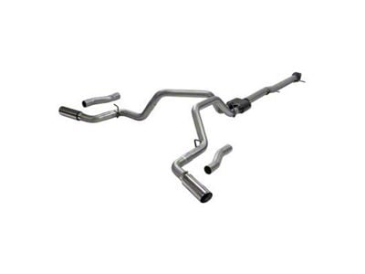 Flowmaster Outlaw Dual Exhaust System with Polished Tips; Side/Rear Exit (20-23 6.6L Gas Silverado 3500 HD)
