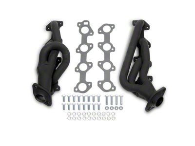 Flowtech 1-1/2-Inch Shorty Headers; Black Painted (00-03 4.7L Dakota)