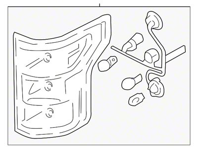 Ford Factory Replacement Halogen Tail Light; Black Housing; Red Lens; Driver Side (18-20 F-150 w/ Factory Halogen Non-BLIS Tail Lights)