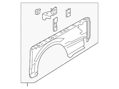 Ford Outer Truck Bed Panel with Wheel Opening Molding Holes; Passenger Side (15-20 F-150 w/ 5-1/2-Foot Bed, Excluding Raptor)