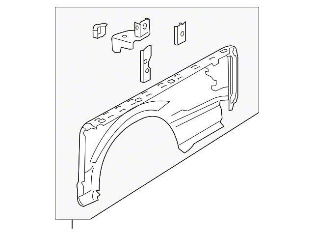 Ford Outer Truck Bed Panel without Wheel Opening Molding Holes; Driver Side (15-20 F-150 w/ 5-1/2-Foot Bed, Excluding Raptor)