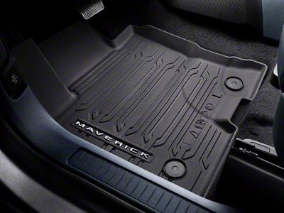 Ford All-Weather Front and Rear Floor Mats with Maverick Logo; Black (22-26 Maverick Hybird)