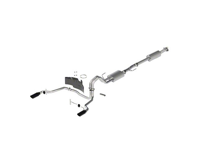 Ford Performance Sport Dual Exhaust System with Black Chrome Tips; Rear Exit (21-24 2.7L EcoBoost F-150)