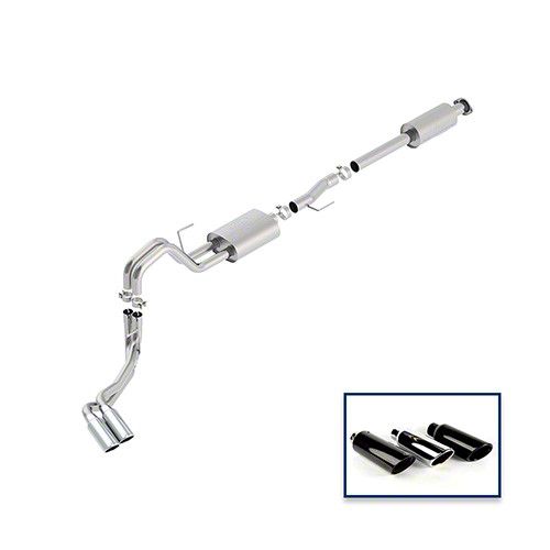 Ford Performance Touring Dual Exhaust System with Chrome Tips; Same Side Exit (15-20 3.5L EcoBoost F-150, Excluding Raptor & 19-20 Limited)
