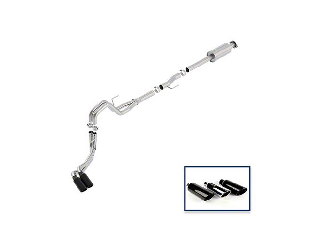 Ford Performance Extreme Dual Exhaust System with Black Chrome Tips; Same Side Exit (15-20 2.7L EcoBoost F-150)