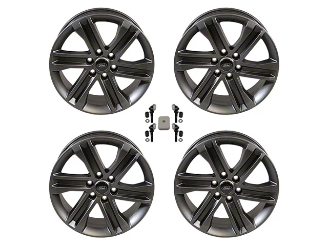 Ford Performance Six Spoke Dark Alloy 6-Lug 4-Wheel Kit with TPMS Sensors; 20x8.5; 44mm Offset (21-24 F-150)