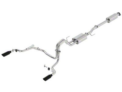 Ford Performance Sport Dual Exhaust System with Black Chrome Tips; Rear Exit (15-20 2.7L EcoBoost F-150)