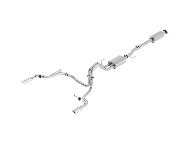 Ford Performance Touring Dual Exhaust System with Chrome Tips; Rear Exit (15-20 2.7L EcoBoost F-150)
