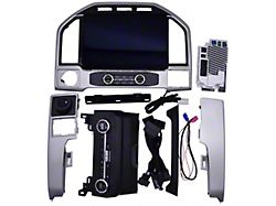 FordSync4 8 to 12-Inch Sync4 Touchscreen Upgrade Kit; Silver Trim (17-22 F-250 Super Duty w/ Full-Through Center Console, Auto HVAC & 5-Camera System)