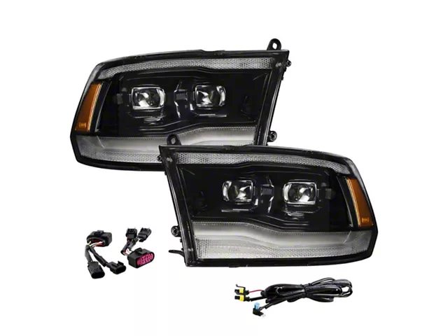 Form Lighting Sequential LED Projector Headlights; Black Housing; Clear Lens (09-18 RAM 1500)
