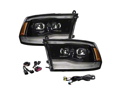 Form Lighting Sequential LED Projector Headlights; Black Housing; Clear Lens (10-18 RAM 3500)