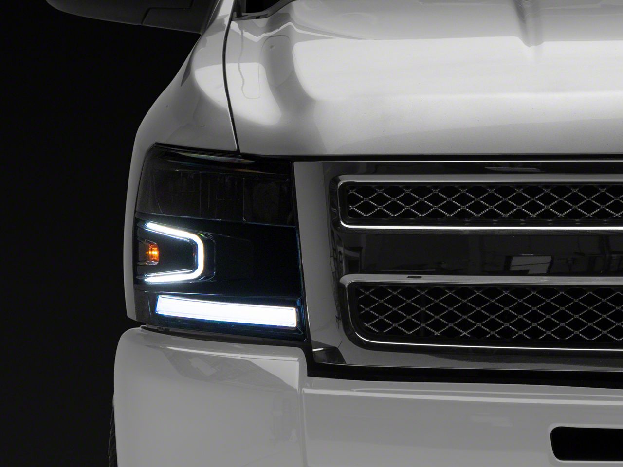 2004 Gmc Sierra Headlights Clear Reflector Black Housing LED DRL - Foto 5