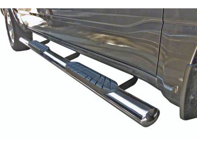 4-Inch Straight Oval Side Step Bars; Stainless Steel (19-25 Ranger SuperCrew)