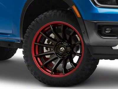 Fuel Wheels Fusion Forged Burn Matte Black with Candy Red Lip 6-Lug Wheel; 20x10; -18mm Offset (24-25 Ranger)