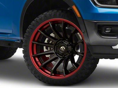 Fuel Wheels Fusion Forged Burn Matte Black with Candy Red Lip 6-Lug Wheel; 22x10; -18mm Offset (24-25 Ranger)