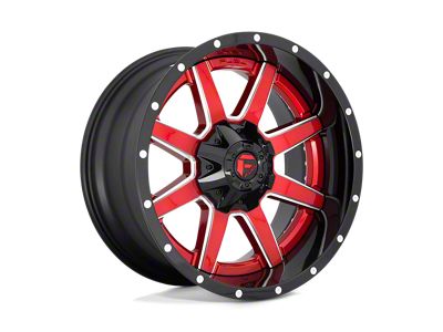 Fuel Wheels Hurricane Gloss Black Milled with Red Tint 8-Lug Wheel; 24x12; -44mm Offset (03-09 RAM 2500)