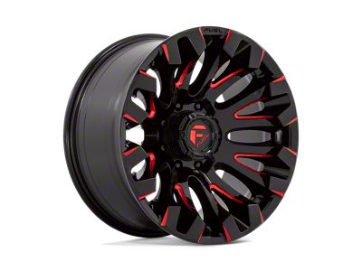 Fuel Wheels Quake Gloss Black Milled with Red Tint 8-Lug Wheel; 18x9; 1mm Offset (03-09 RAM 2500)
