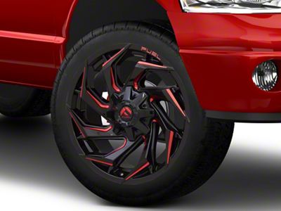 Fuel Wheels Reaction Gloss Black Milled with Red Tint 8-Lug Wheel; 22x12; -44mm Offset (03-09 RAM 2500)