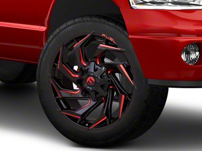 Fuel Wheels Reaction Gloss Black Milled with Red Tint 8-Lug Wheel; 24x12; -44mm Offset (03-09 RAM 2500)