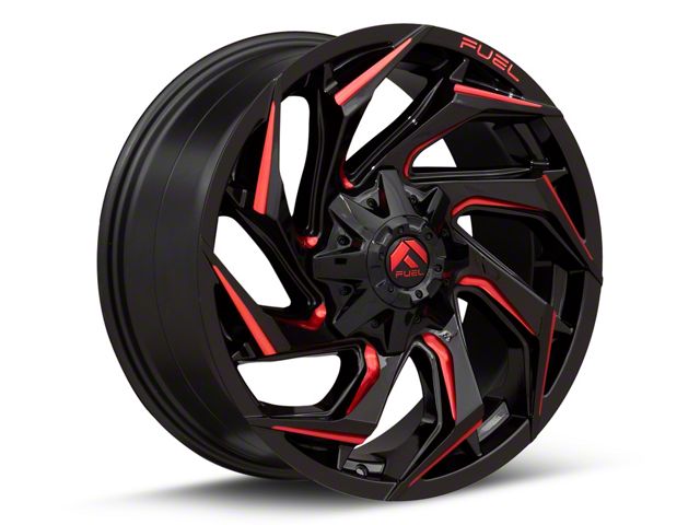 Fuel Wheels Reaction Gloss Black Milled with Red Tint 8-Lug Wheel; 18x9; -12mm Offset (03-09 RAM 3500 SRW)