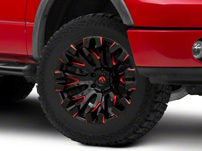 Fuel Wheels Quake Gloss Black Milled with Red Accents 6-Lug Wheel; 20x10; -18mm Offset (04-08 F-150)