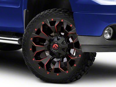 Fuel Wheels Assault Matte Black Red Milled 6-Lug Wheel; 22x10; -18mm Offset (07-13 Sierra 1500)