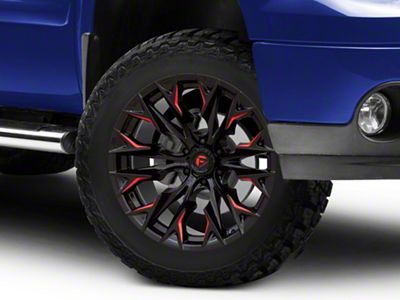 Fuel Wheels Flame Gloss Black Milled with Candy Red 6-Lug Wheel; 20x9; 1mm Offset (07-13 Sierra 1500)