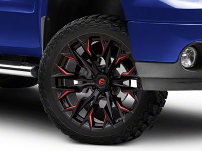 Fuel Wheels Flame Gloss Black Milled with Candy Red 6-Lug Wheel; 22x10; -18mm Offset (07-13 Sierra 1500)