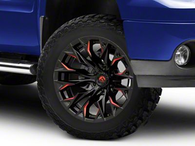 Fuel Wheels Flame Gloss Black Milled with Red Accents 6-Lug Wheel; 20x10; -18mm Offset (07-13 Sierra 1500)