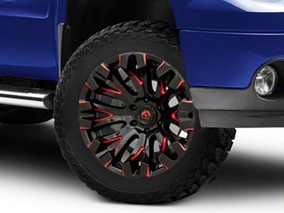 Fuel Wheels Quake Gloss Black Milled with Red Accents 6-Lug Wheel; 20x10; -18mm Offset (07-13 Sierra 1500)
