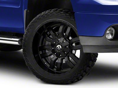 Fuel Wheels Sledge Matte Black with Gloss Black Lip 6-Lug Wheel; 22x10; -18mm Offset (07-13 Sierra 1500)