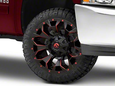 Fuel Wheels Assault Matte Black Red Milled 6-Lug Wheel; 22x9.5; 20mm Offset (07-13 Silverado 1500)
