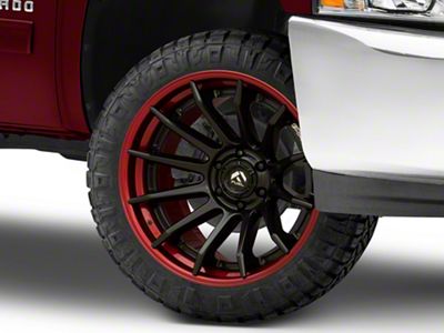 Fuel Wheels Fusion Forged Burn Matte Black with Candy Red Lip 6-Lug Wheel; 22x10; -18mm Offset (07-13 Silverado 1500)