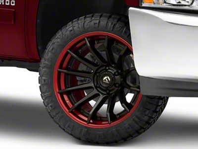 Fuel Wheels Fusion Forged Burn Matte Black with Candy Red Lip 6-Lug Wheel; 22x12; -44mm Offset (07-13 Silverado 1500)