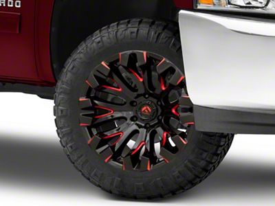 Fuel Wheels Quake Gloss Black Milled with Red Accents 6-Lug Wheel; 20x10; -18mm Offset (07-13 Silverado 1500)