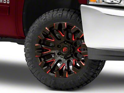Fuel Wheels Quake Gloss Black Milled with Red Tint 6-Lug Wheel; 20x9; 1mm Offset (07-13 Silverado 1500)