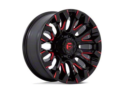 Fuel Wheels Quake Gloss Black Milled with Red Tint 8-Lug Wheel; 20x9; 1mm Offset (11-14 Silverado 2500 HD)