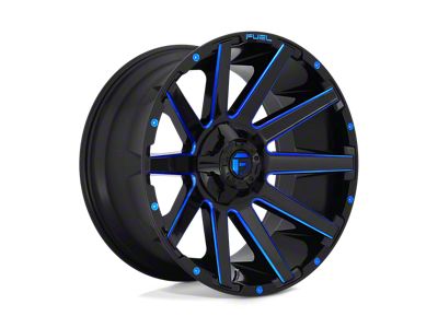 Fuel Wheels Contra Gloss Black with Blue Tinted Clear 8-Lug Wheel; 20x10; -18mm Offset (11-14 Silverado 3500 HD SRW)