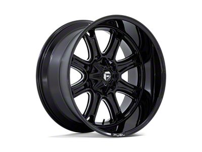 Fuel Wheels Darkstar Gloss Black Milled 8-Lug Wheel; 22x9; 1mm Offset (11-14 Silverado 3500 HD SRW)