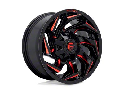 Fuel Wheels Reaction Gloss Black Milled with Red Tint 8-Lug Wheel; 22x10; -18mm Offset (11-14 Silverado 3500 HD SRW)