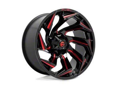 Fuel Wheels Reaction Gloss Black Milled with Red Tint 8-Lug Wheel; 24x12; -44mm Offset (11-14 Silverado 3500 HD SRW)