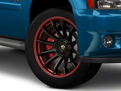 Fuel Wheels Fusion Forged Burn Matte Black with Candy Red Lip 6-Lug Wheel; 22x10; -18mm Offset (07-14 Tahoe)
