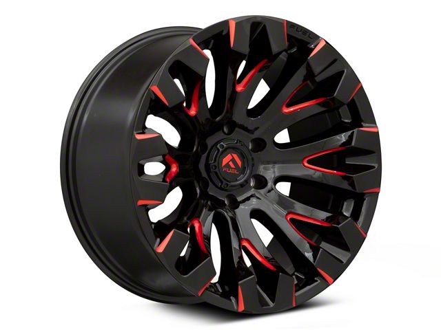 Fuel Wheels Quake Gloss Black Milled with Red Accents 6-Lug Wheel; 20x10; -18mm Offset (07-14 Tahoe)