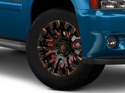 Fuel Wheels Quake Gloss Black Milled with Red Tint 6-Lug Wheel; 20x9; 1mm Offset (07-14 Tahoe)