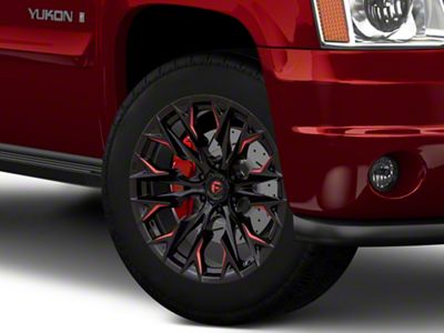 Fuel Wheels Flame Gloss Black Milled with Candy Red 6-Lug Wheel; 20x9; 1mm Offset (07-14 Yukon)