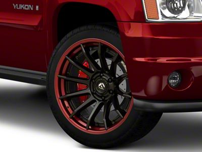Fuel Wheels Fusion Forged Burn Matte Black with Candy Red Lip 6-Lug Wheel; 22x10; -18mm Offset (07-14 Yukon)